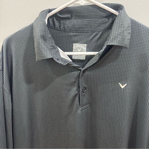 Callaway black and gray gingham print opti dri golf polo size large - Picture 4 of 8